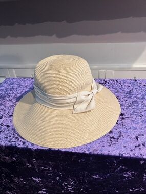 Furtalk Classic Women's Wide-Brim Sun Hat with Bow - UPF 50+ NWT